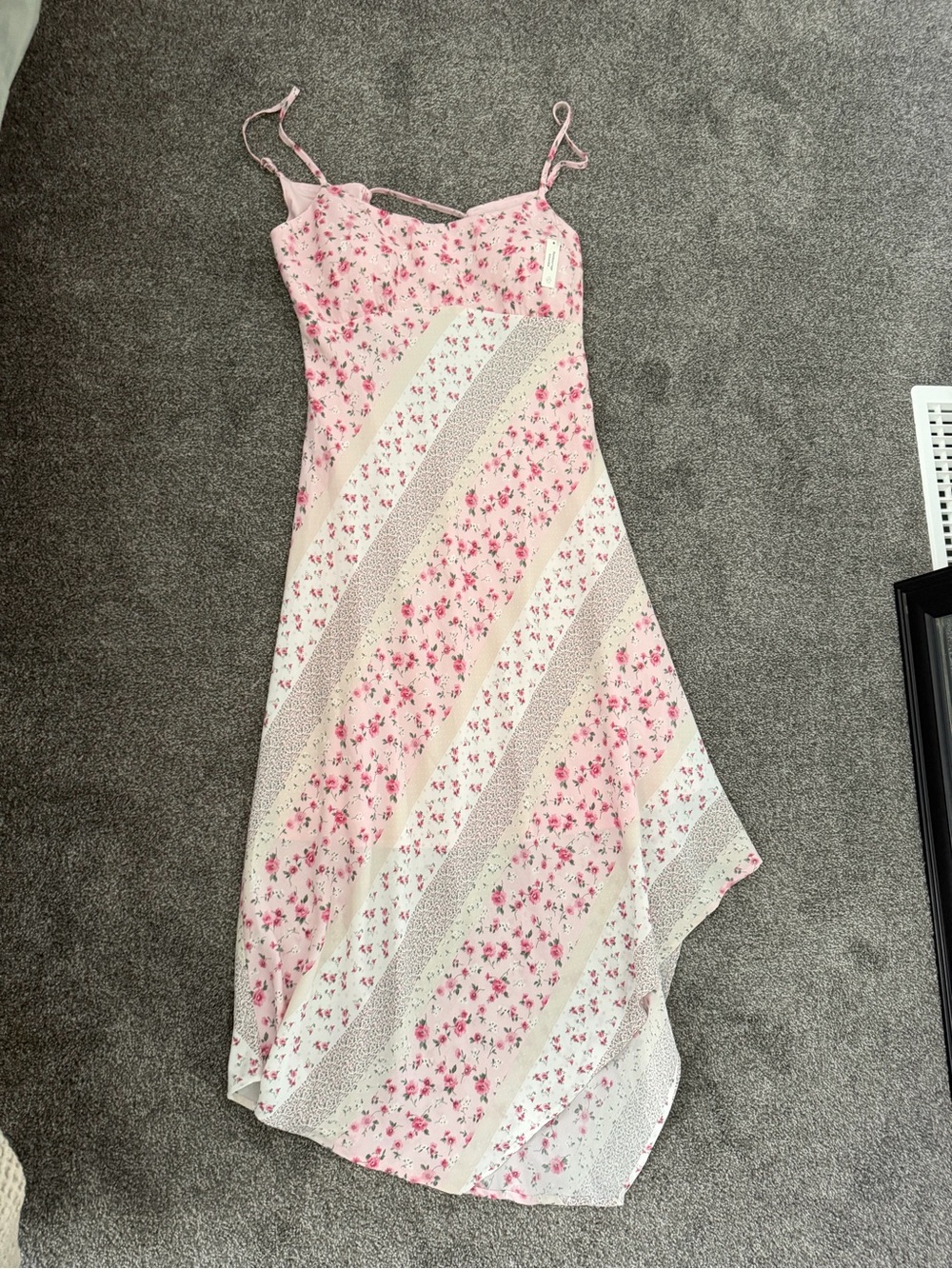 Hollister Pink Floral Asymmetrical Slip Dress